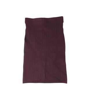 Express Ribbed Knit Pencil Skirt Burgundy Maroon Bodycon Stretch Small